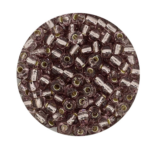 Rocailles aus China, 17g Dose, 4mm, lila silbereinzug
