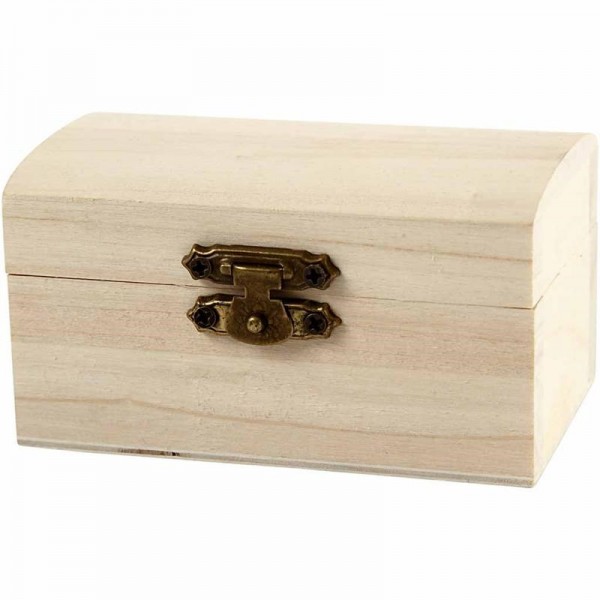 Schatzkiste / Schmuckkasten aus Holz, 9 x 5,2 x 4,9 cm