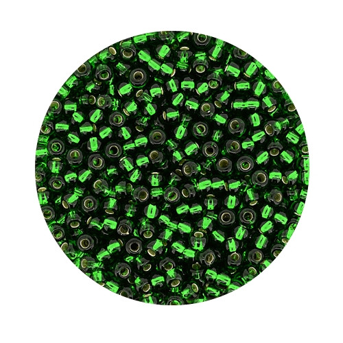 Rocailles, silbereinzug, 2,6mm, 17g Dose, grün-2