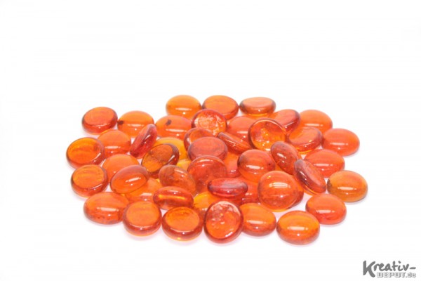 Glas-Nuggets, 200 g, Ø ca. 2 cm, transparent, orange