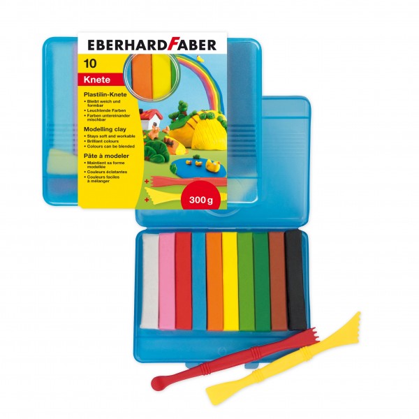 EBERHARD FABER® Plastilin Knete, Kunststoffbox, 10 Farben