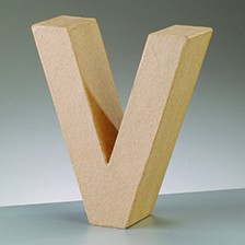 Buchstabe V, 17,5 x 5,5 cm, aus Pappmachè