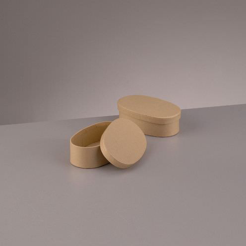 Box Oval aus Pappmaché, 13,5 x 8 x 4 cm