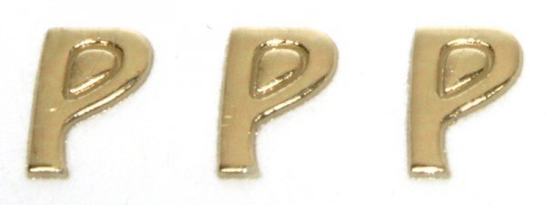 Wachsbuchstaben, 8 mm, 3 Stück, gold, P