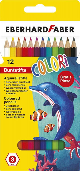 EBERHARD FABER Aquarellfarbstifte Colori, 12 Farben im Kartonetui