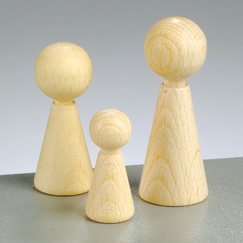 Figuren-Kegel, aus Holz, 36 x 15 mm, 6 Stück
