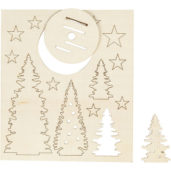 Holzfiguren zum Aufstellen, Weihnachtsbäume und Sterne