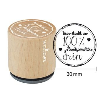 Woodies Holzstempel, Ø 30 mm, hier steckt zu 100% Handgemachtes drin