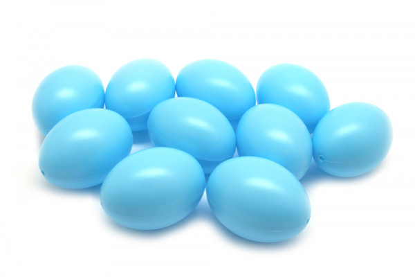 Kunststoff-Eier / Plastikei, 6 cm, 10 Stück, hellblau