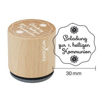 Woodies Holzstempel, Ø 30 mm, Einladung zur 1. heiligen Kommunion