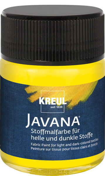 KREUL Javana Stoffmalfarbe für helle und dunkle Stoffe 50 ml, Gelb