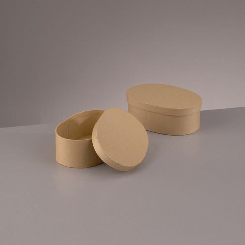 Box Oval aus Pappmaché, 15,5 x 11 x 6 cm