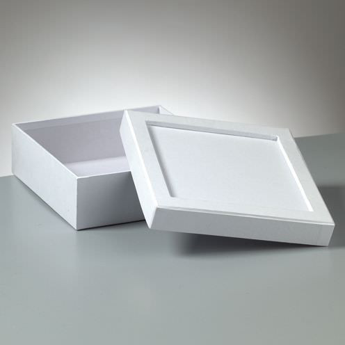 Passepartout-Box Quadrat, weiß, Pappmaché, 17x17x6 cm