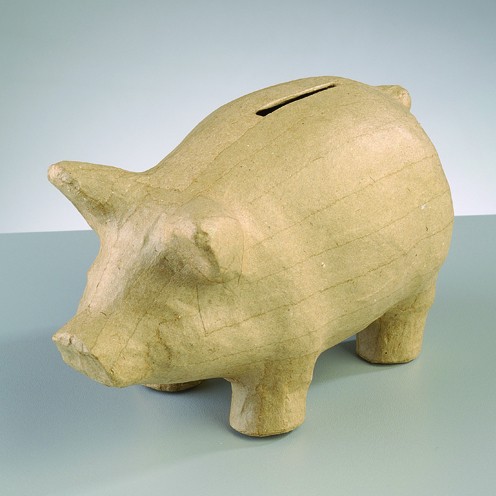 Spardose Schwein, aus Pappmachè, 16,5 x 8 x 10 cm