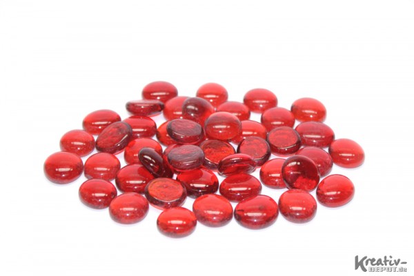 Glas-Nuggets, 200 g, Ø ca. 2 cm, transparent, rot
