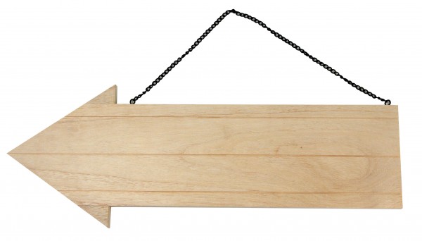 Holz-Pfeil, mit Metallkette, 40 x 15 cm