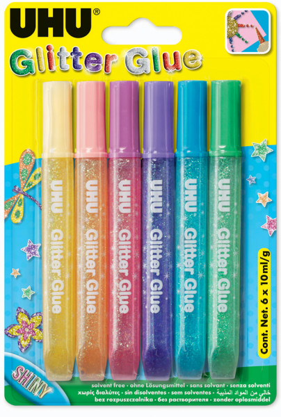 UHU Glitter Glue Shiny, 6 x 10 g