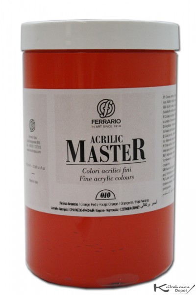 Ferrario Acrilic Master Acrylfarbe, 1000 ml, Orangerot