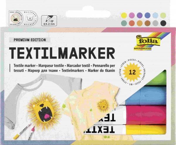 folia Textil-Maler 12er Set farbig sortiert
