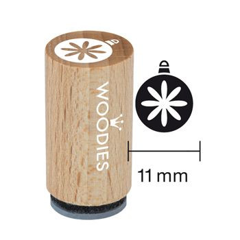 Woodies Mini Holzstempel, Ø 15 mm, Weihnachtskugel