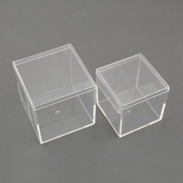 Kunststoffboxen, quadratisch, transpartent, 2er Set 5,5 + 6,5cm