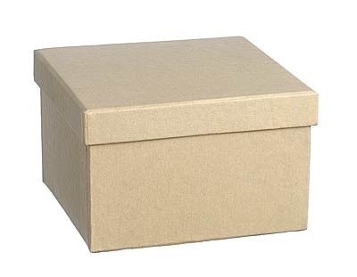 Schachtel, quadratisch, aus Pappmachè, 8,5 x 8,5 x 5 cm