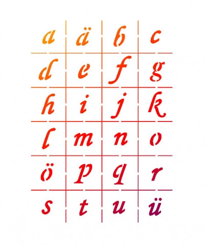Viva Decor A5 Hintergrund-Schablonen Set Alphabet klein, 13,5x20 cm