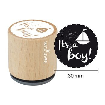 Woodies Holzstempel, Ø 30 mm, It`s a boy