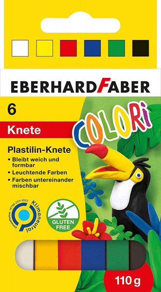 EBERHARD FABER® Colori Plastilin-Knete, Kartonetui mit 6 Farben