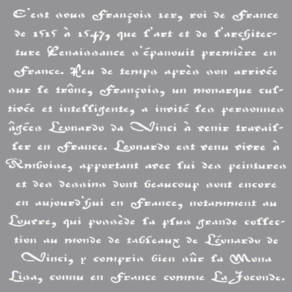 Schablone, 30,5 x 30,5 cm, französische Schrift