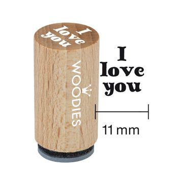 Woodies Mini Holzstempel, Ø 15 mm, I love you