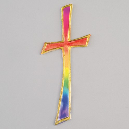 Wachsmotiv Kreuz, 11 x 4,5 cm, regenbogen