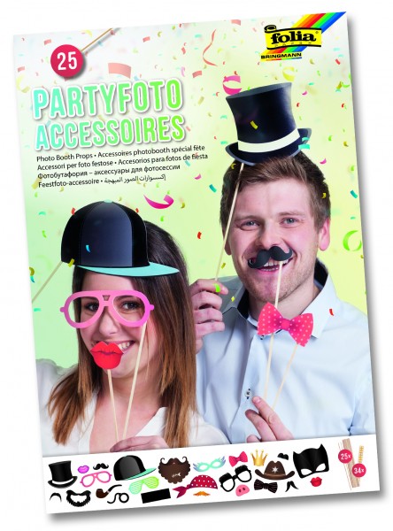 Partyfoto Accessoires, 25 Motive für lustige Fotos