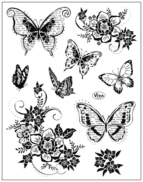 Viva Decor Silikonstempel, Blumen & Schmetterlinge 2