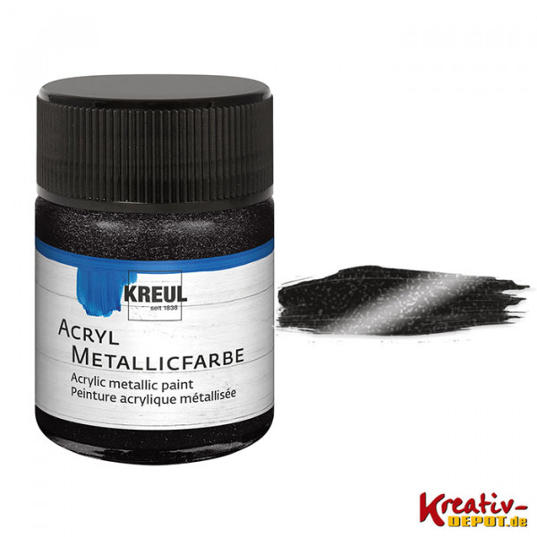 Kreul Acryl-Metallicfarbe, 50 ml, Metallic-Schwarz