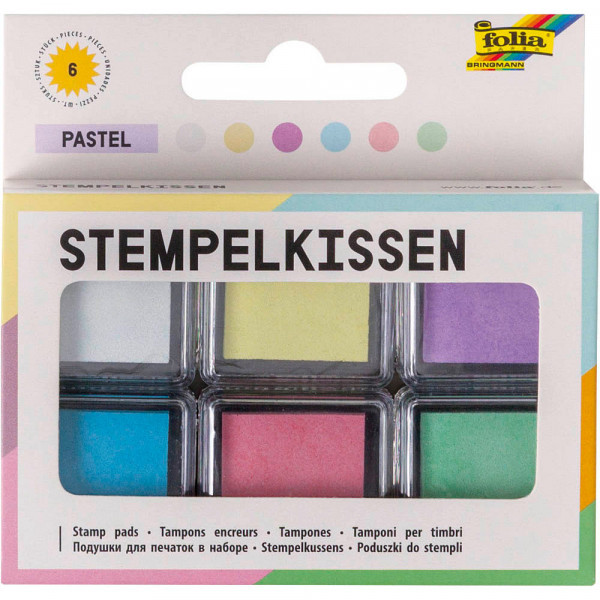 Stempelkissen Set "Pastell" , 6 Stück farbig sortiert