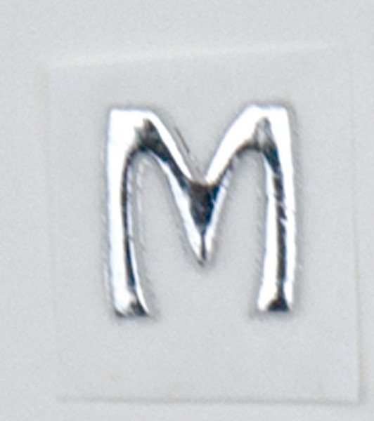 Wachsbuchstaben, 8 mm, 3 Stück, silber, M