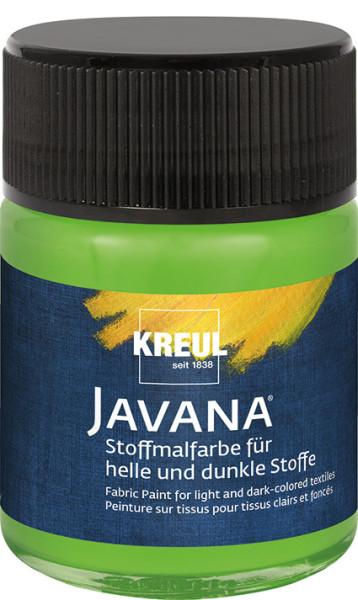 KREUL Javana Stoffmalfarbe für helle und dunkle Stoffe 50 ml, Blattgrün