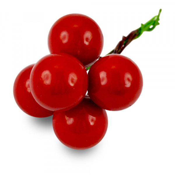 Deko Beeren-Pick, rot, ø 2 cm, mit Draht