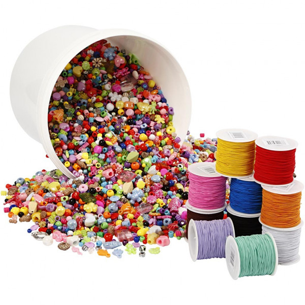 Perlen-Schmuckband-Set, 3.000g Perlen, 10x25m elastisches Schmuckband