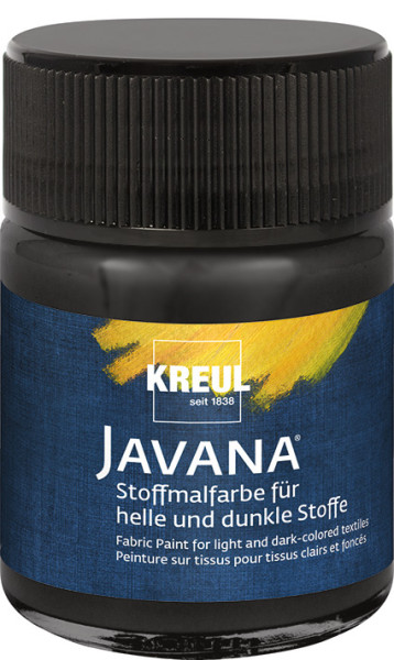 KREUL Javana Stoffmalfarbe für helle und dunkle Stoffe 50 ml, Schwarz
