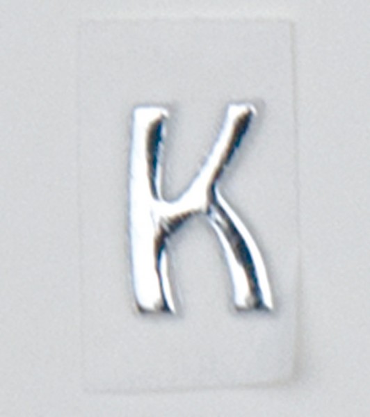 Wachsbuchstaben, 8 mm, 3 Stück, silber, K