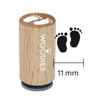 Woodies Mini Holzstempel, Ø 15 mm, Babyfüße