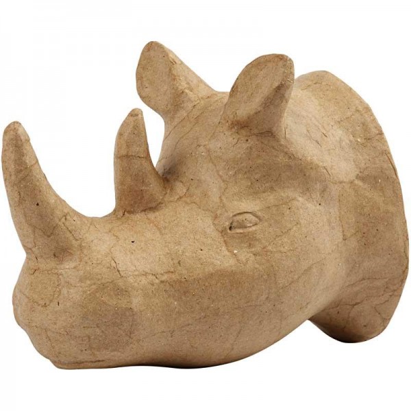 Nashorn Trophäe, aus Pappmachè, 24,5 x 23 cm