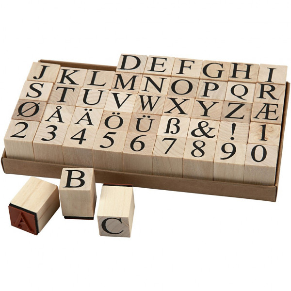 Stempel Buchstaben, Zahlen und Zeichen, 20x20mm, 45 Stück