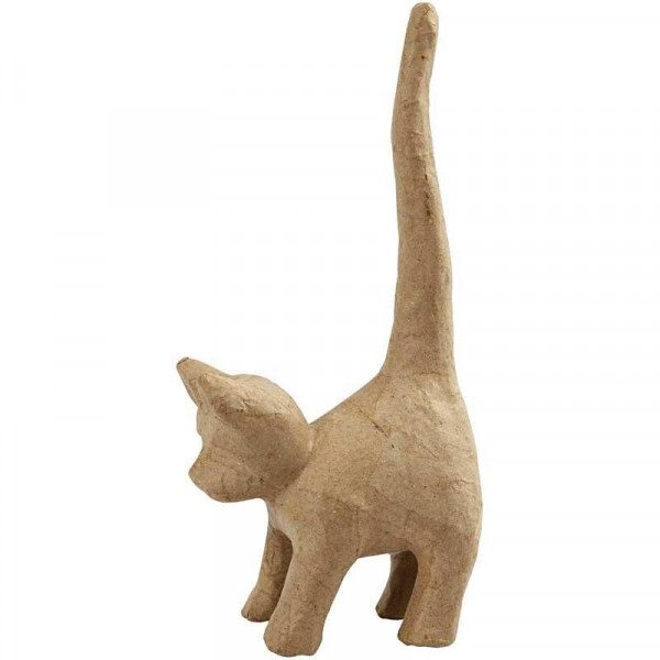 Tierfigur Katze aus Pappmachè, stehend, 12 x 28 cm