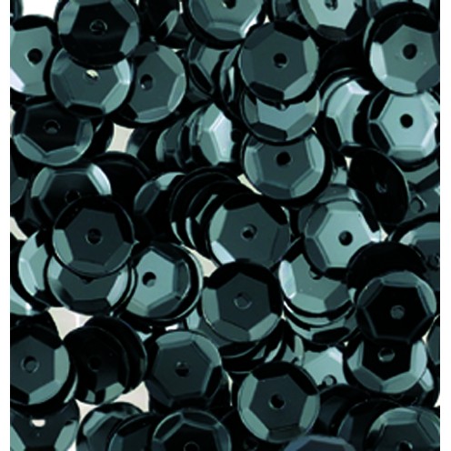 Pailletten, rund, gewölbt, 6 mm, 4000 St, schwarz