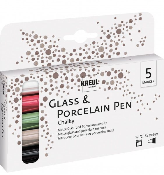 Glass & Porcelain Pen Chalky medium - 5er Set