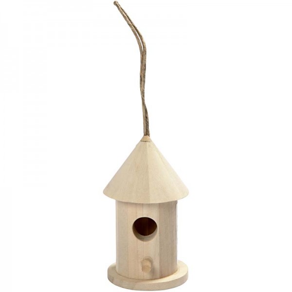 Mini-Vogelhaus, rund aus Holz, 8 cm hoch