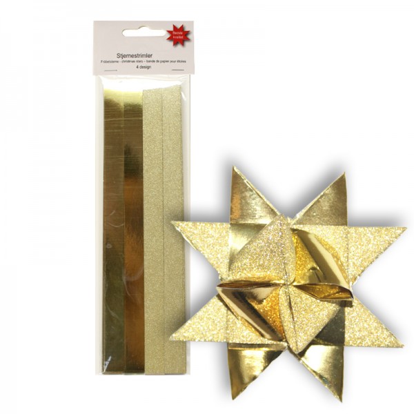 Fröbelstern-Streifen 15mm gold/glitter